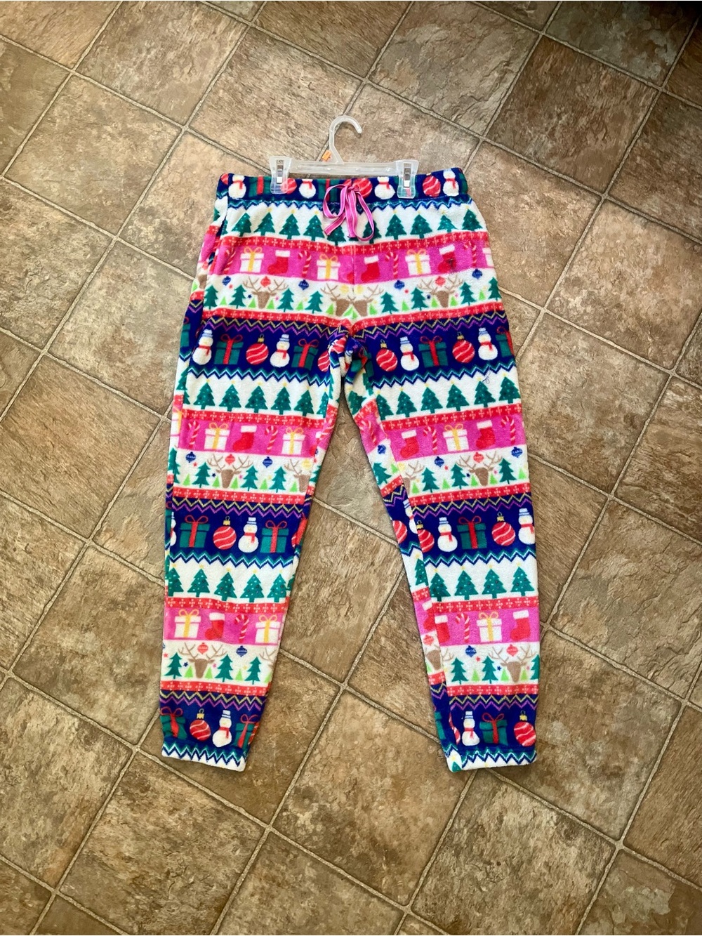 Joyspun Christmas Fair Isle Fleece Pajama Pants Women’s Size Medium GUC